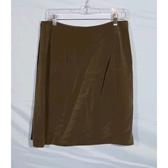 Charter Club Women's Size 14 Greenish Brown Midi Wrap Skirt 100% Silk NWT $65 - Picture 9 of 9